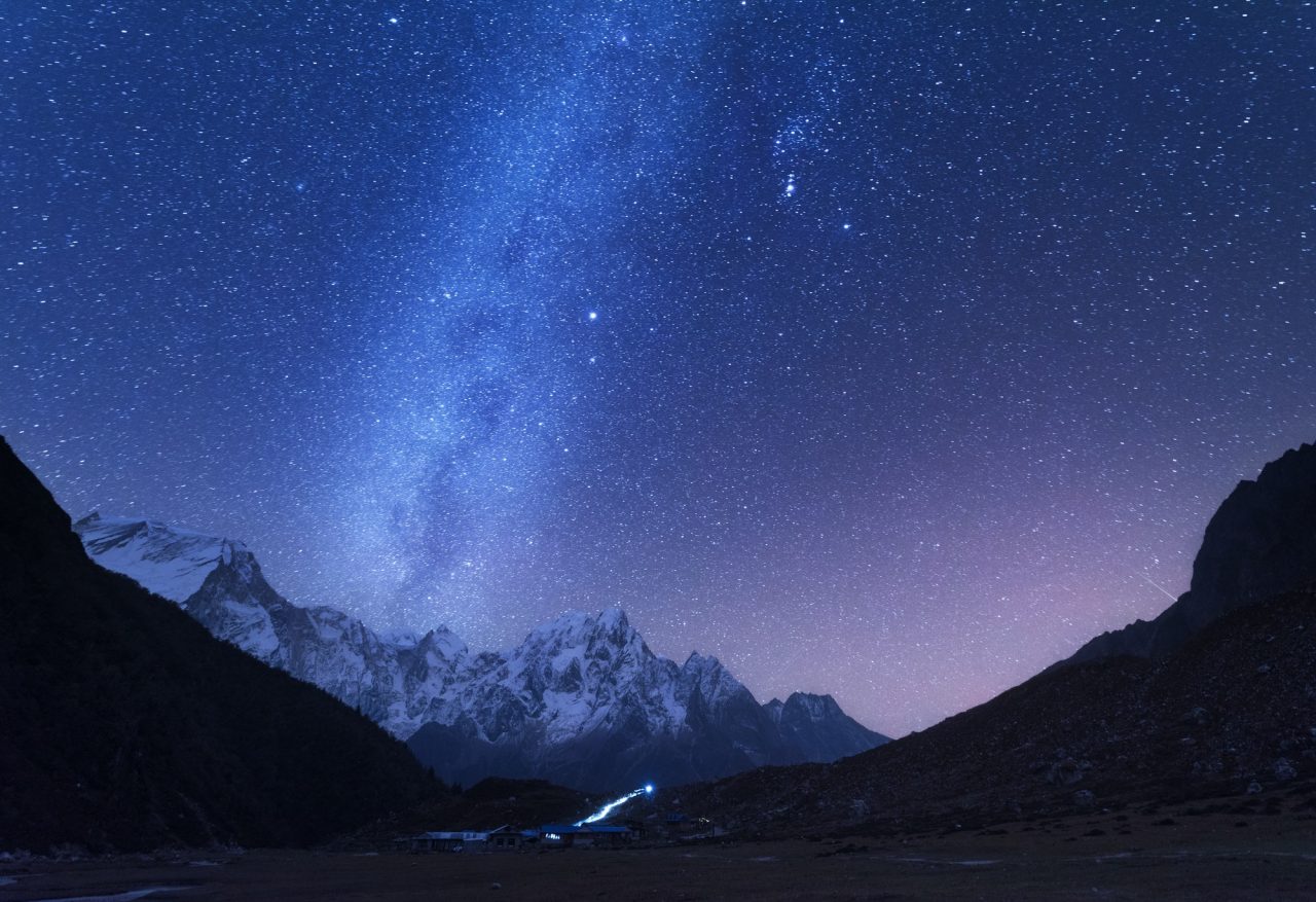 Milky Way and mountains. Night landscape